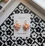 White & Orange Talavera Heart Earrings