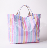 Pastel Multi Striped Vinyl Tote Bag
