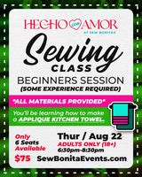 Aug 22nd / Adult (Beginners/Some Experience) Sewing Class (APPLIQUE KITCHEN TOWEL)