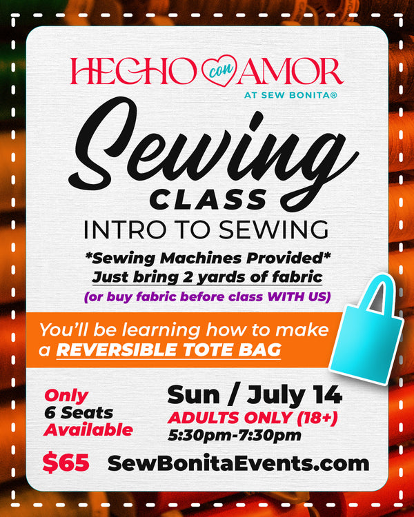 July 14th / Adult Intro to Sewing Class (Tote Bag)