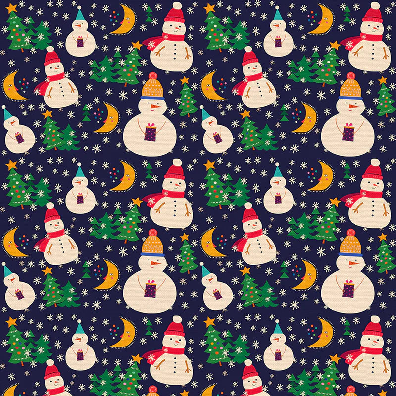 Navy Modern Holiday Snowmen- FQ