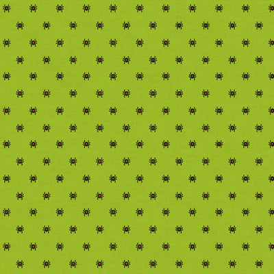 Halloween Night Spiders Green- FQ