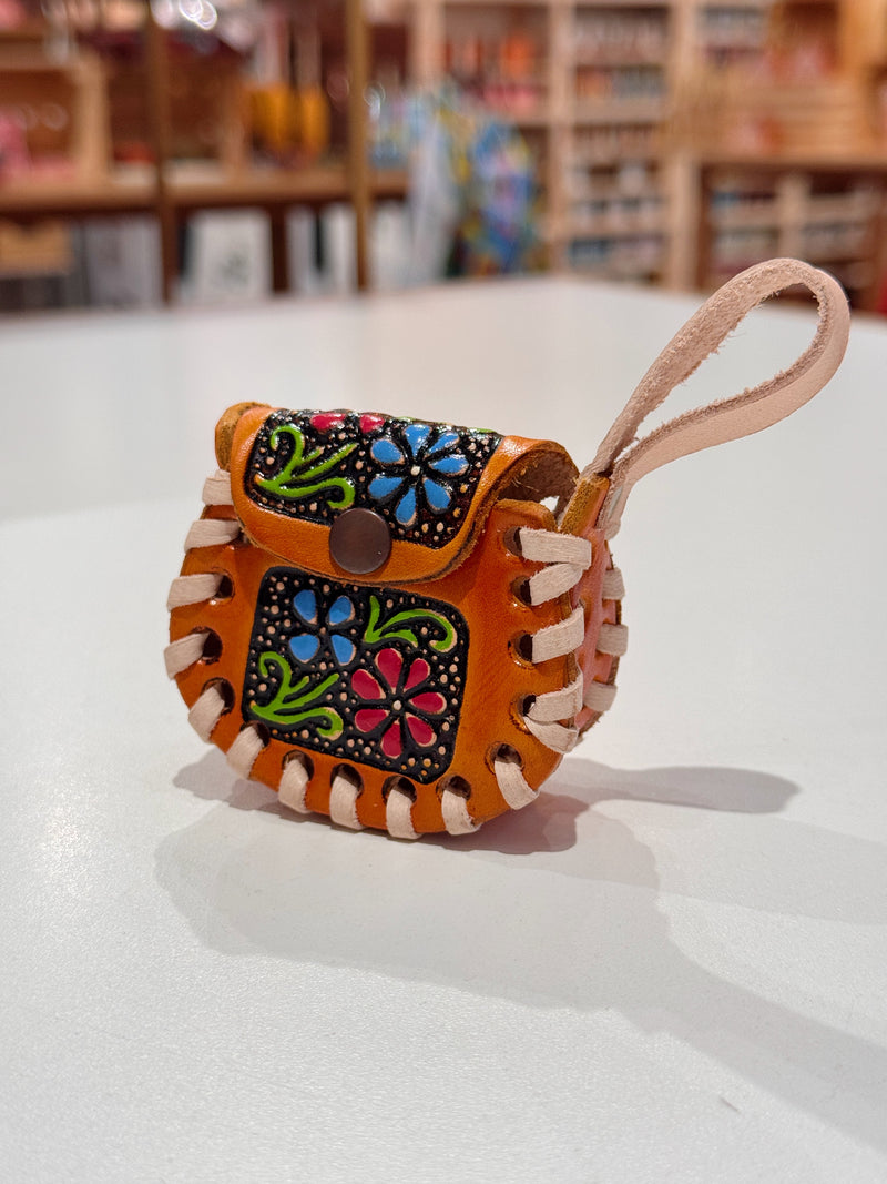 Multi- Flower Airpod/Wireless Headphone Leather Case (Small)