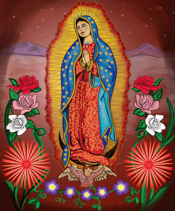 Plush Virgen de Guadalupe Blanket at Sew Bonita in Corpus Christi, TX.