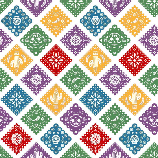 F2492 - White Papel Picado Fiesta