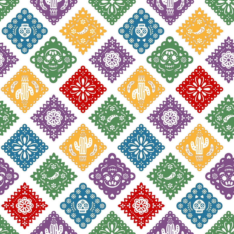 F2492 - White Papel Picado Fiesta