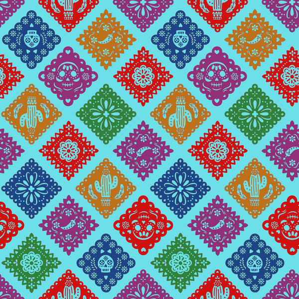 F2491 - Blue Papel Picado Fiesta