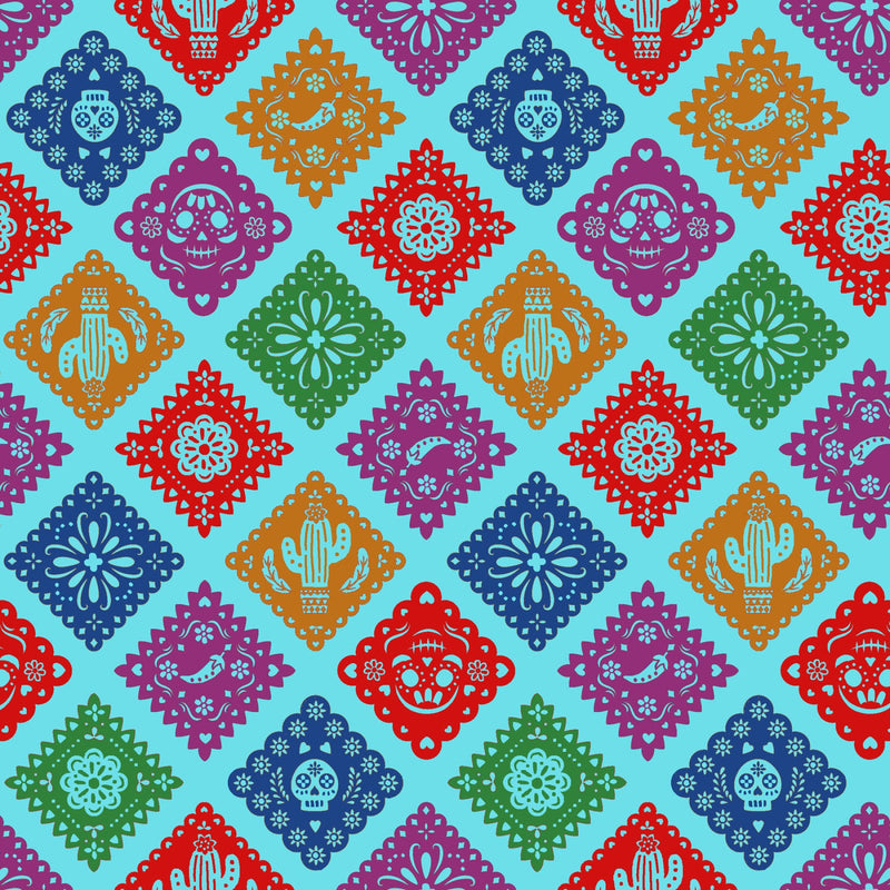 F2491 - Blue Papel Picado Fiesta