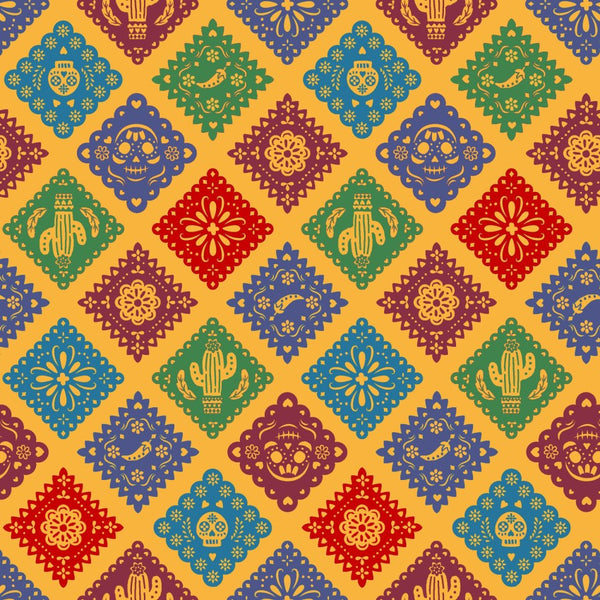 F2489 - Yellow Papel Picado Fiesta