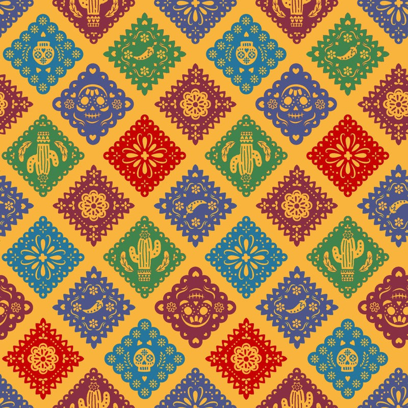F2489 - Yellow Papel Picado Fiesta
