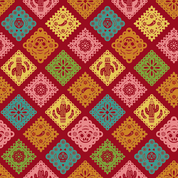 F2490 - Red Papel Picado Fiesta