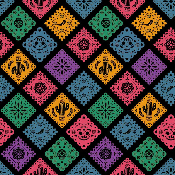 F2488 - Black Papel Picado Fiesta