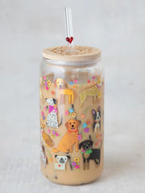 Dog Glass Tumbler With Lid & Straw at Sew Bonita in Corpus Christi, TX.