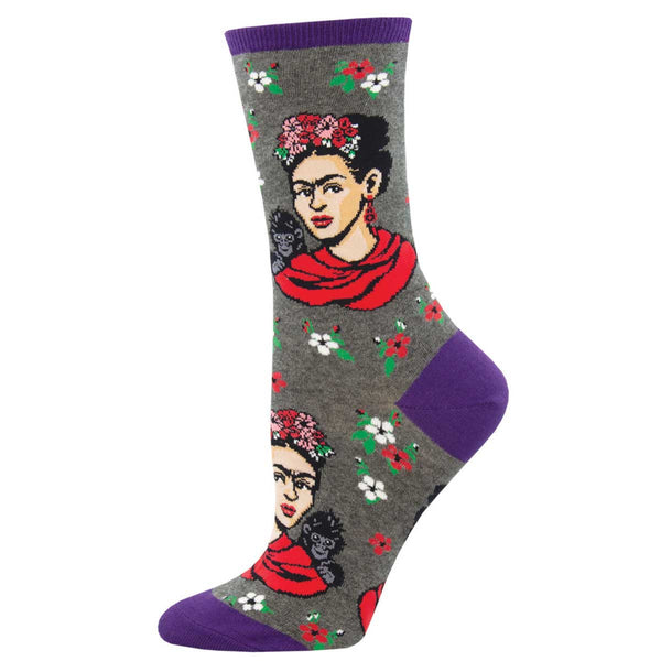 Frida Kahlo Socks - Grey Heather