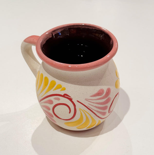 White w/ Pink & Yellow Engobe Mug