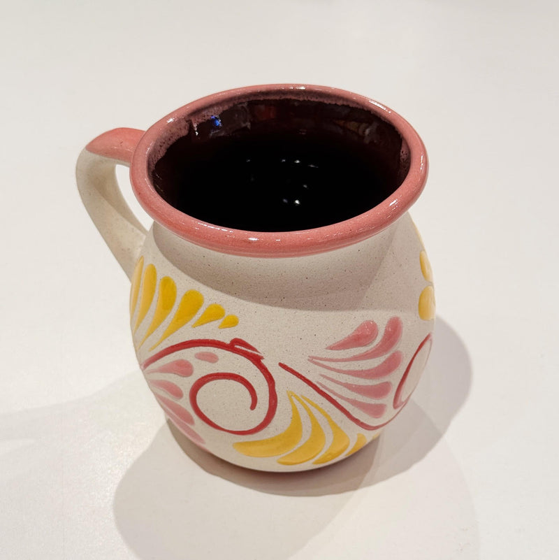 White w/ Pink & Yellow Engobe Mug
