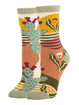 Sol De Cactus | Women's Premium Cotton Crew Dress Socks at Sew Bonita in Corpus Christi, TX.