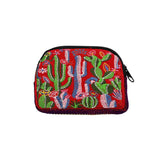 Floral Cactus Embroidered Coin Purse