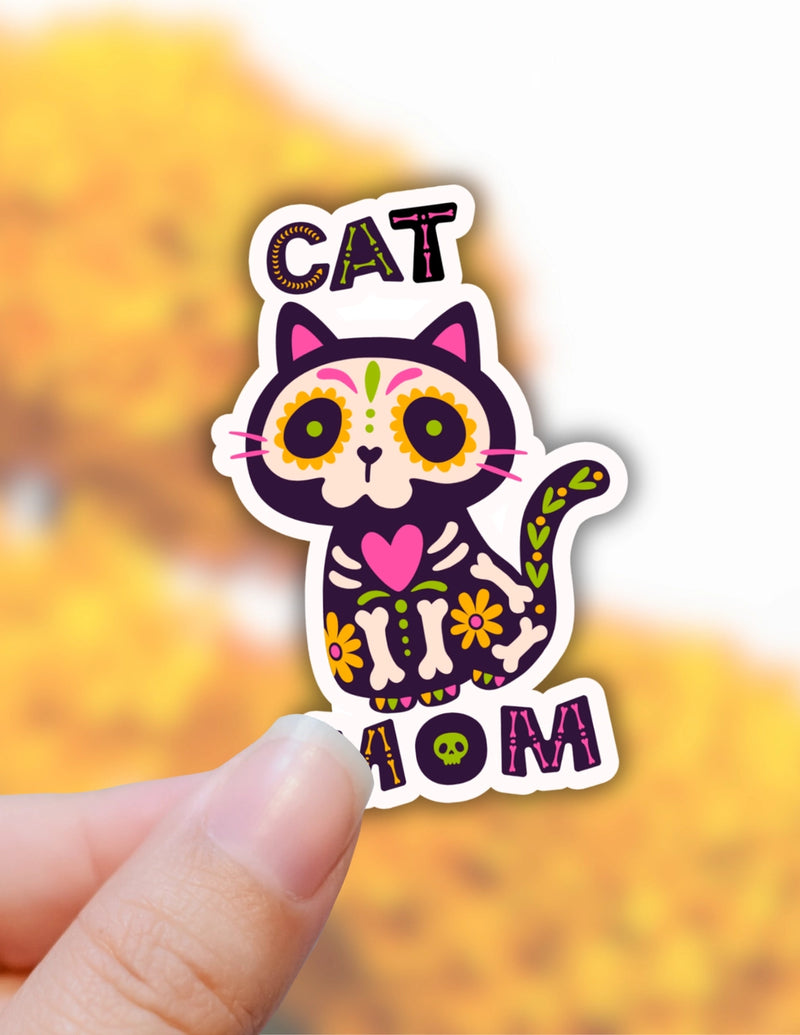 Cat Mom Muertos Sticker at Sew Bonita in Corpus Christi, TX.