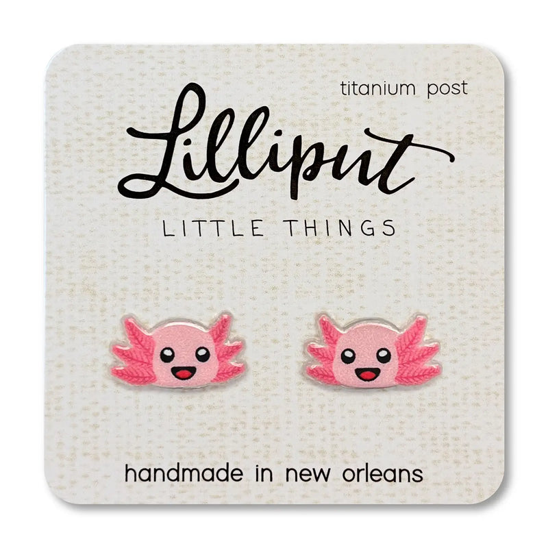 Axolotl Stud Earrings at Sew Bonita in Corpus Christi, TX.