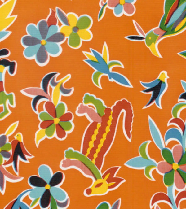 Aztec Orange Oilcloth at Sew Bonita in Corpus Christi, TX.