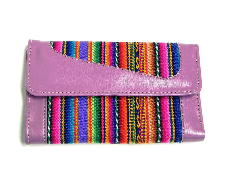 Tribal Striped Peruvian Leather Trifold Wallet