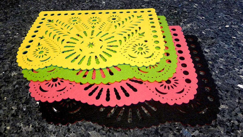 Double-Sided Felt "Papel Picado" Placemat Sets (Girasol) at Sew Bonita in Corpus Christi, TX.