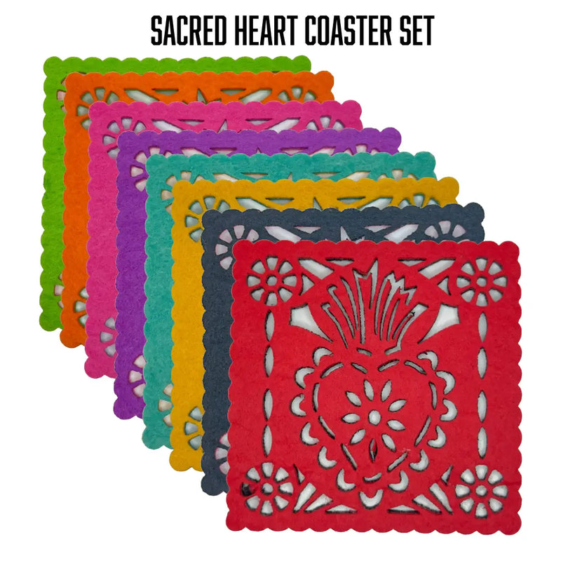 Felt "Papel Picado" Coaster Sets-- Sacred Heart at Sew Bonita in Corpus Christi, TX.