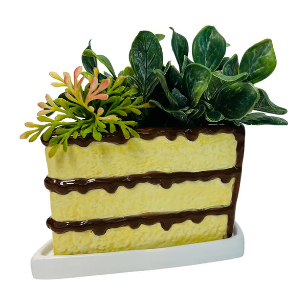 Slice of Chocolate Cake Planter