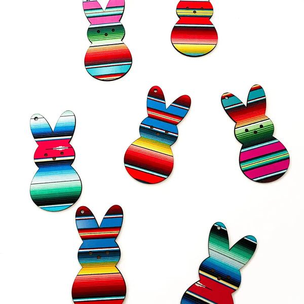 Serape Fabric and Wood Bunny Ornament Tag