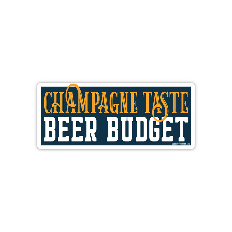 Champagne Taste Beer Budget Sticker