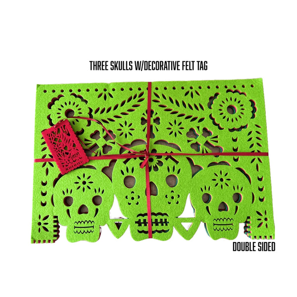 Double-Sided Felt "Papel Picado" Placemat Sets (Three Skulls) at Sew Bonita in Corpus Christi, TX.