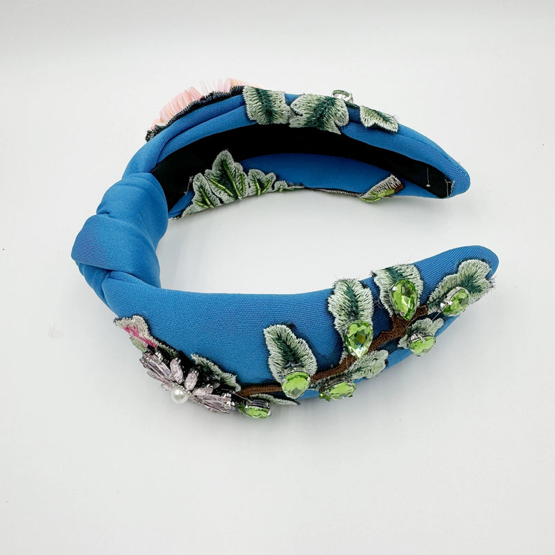 Teal Knotted Floral Sequin Headband