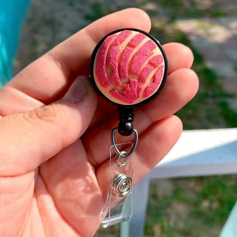 Pink Concha Badge Reel