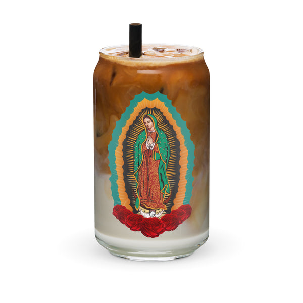 Guadalupe Can Shaped Glass (with Lid)