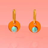 Deco Glam Medallion Oval Hoops- Copper