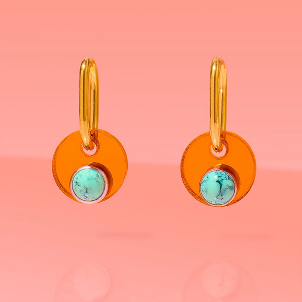 Deco Glam Medallion Oval Hoops- Copper