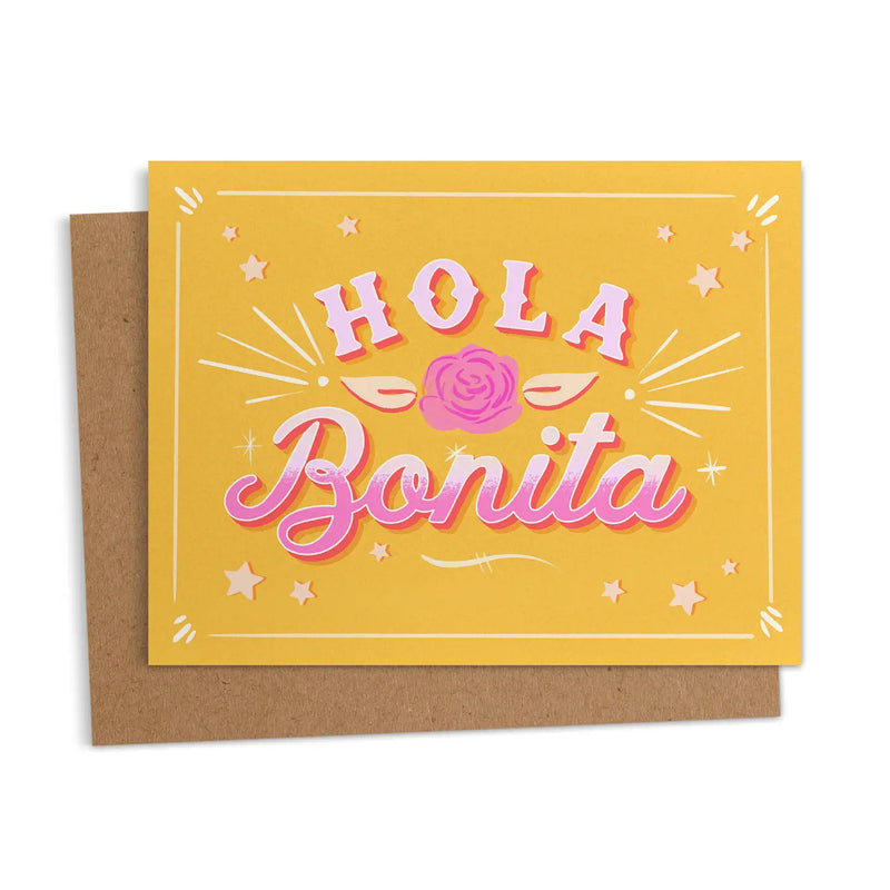 Hola Bonita Rótulo Spanish Greeting Card