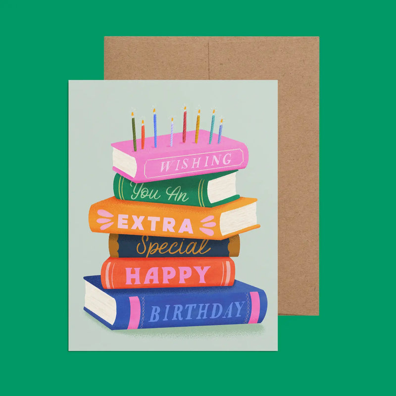 An Extra Bookish Birthday Greeting Card