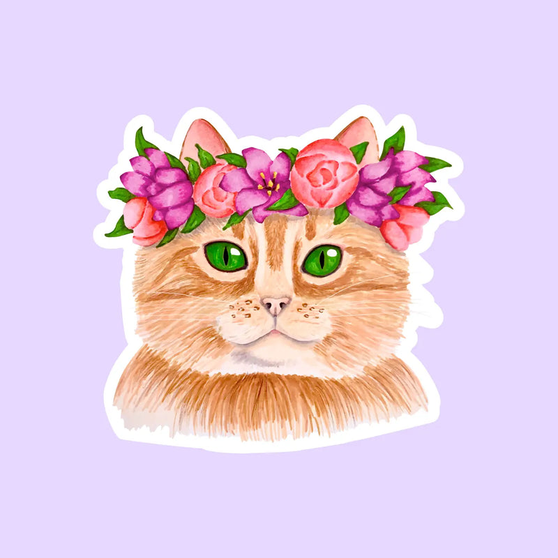 Flower Cat Crown Sticker