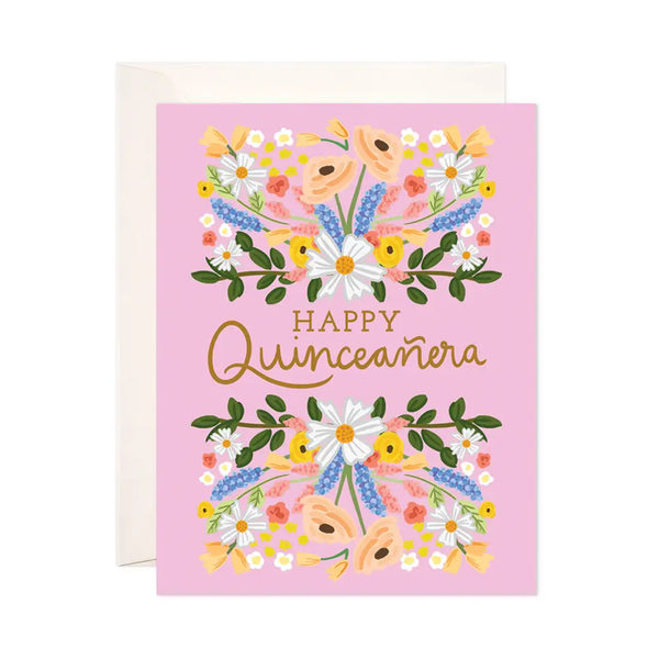 Floral Quince Greeting Card - Quinceañera Birthday Card