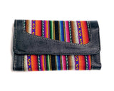 Tribal Striped Peruvian Leather Trifold Wallet