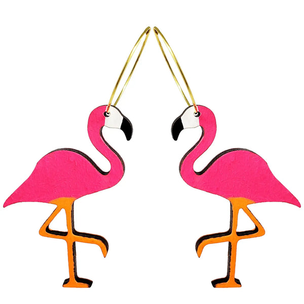 Neon Flamingo Hoop Earrings