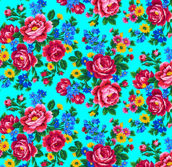 F2390 Aqua Kokum Scarf Floral