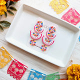 White Otomi Fiesta Fan Earrings
