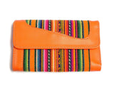 Tribal Striped Peruvian Leather Trifold Wallet