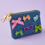 Denim + Bows - Bella: Soft Zipper Pouch/Small Keychain