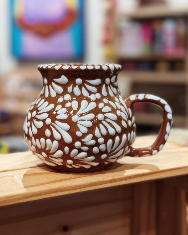 Brown and White Talavera Mug