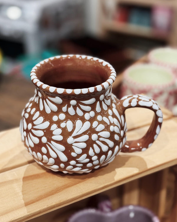 Brown and White Talavera Mug