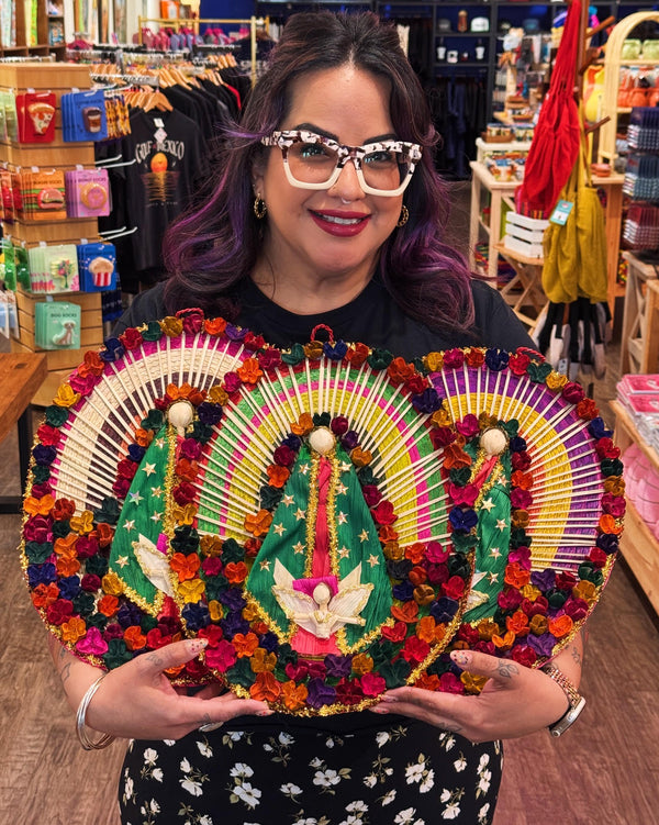 Random Color Woven Corn Husk Virgen de Guadalupe